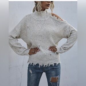 Off shoulder distressed boho like new sweater M